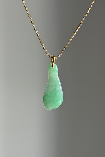 #P0508 "Fortune Melon" Sun Green Jadeite Jade 18K Rose Gold Pendant
