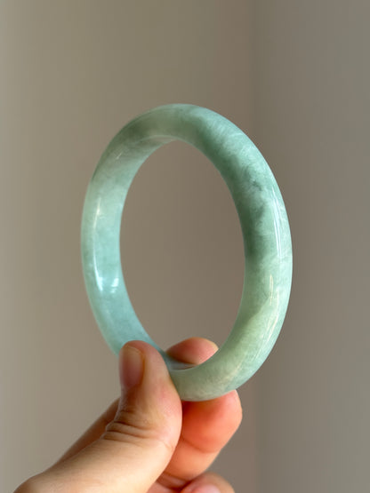 #0460 Icy Lotus Green Jade Bangle Size 59.5