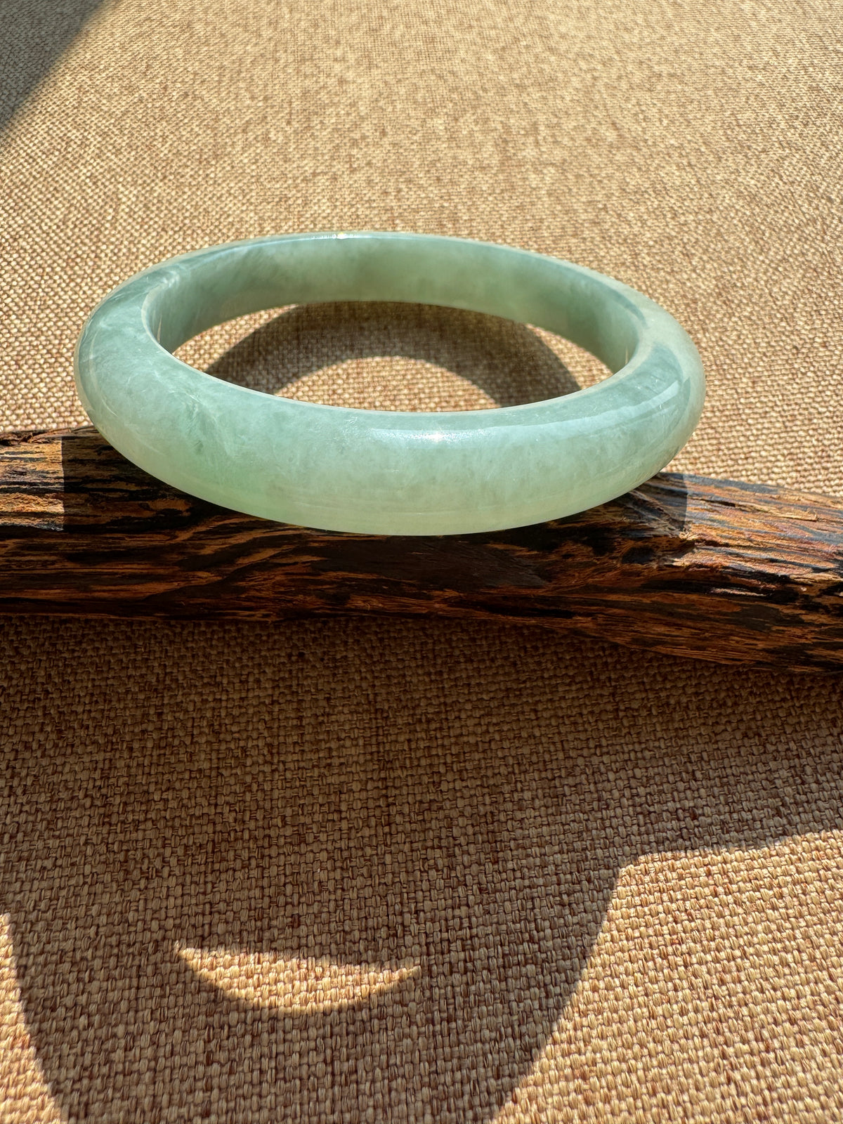 #0460 Icy Lotus Green Jade Bangle Size 59.5