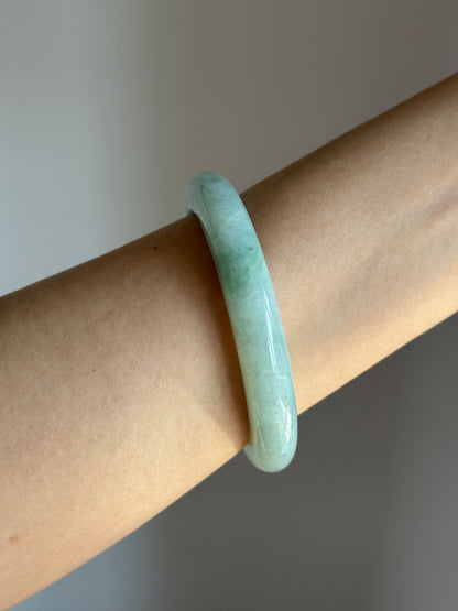 #0460 Icy Lotus Green Jade Bangle Size 59.5