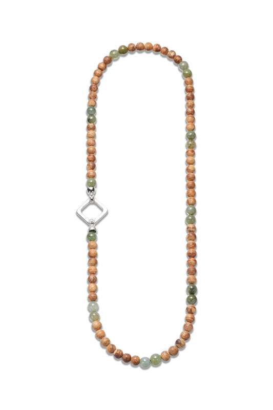 Agarwood & Oil Green Jadeite Jade Beads Necklace