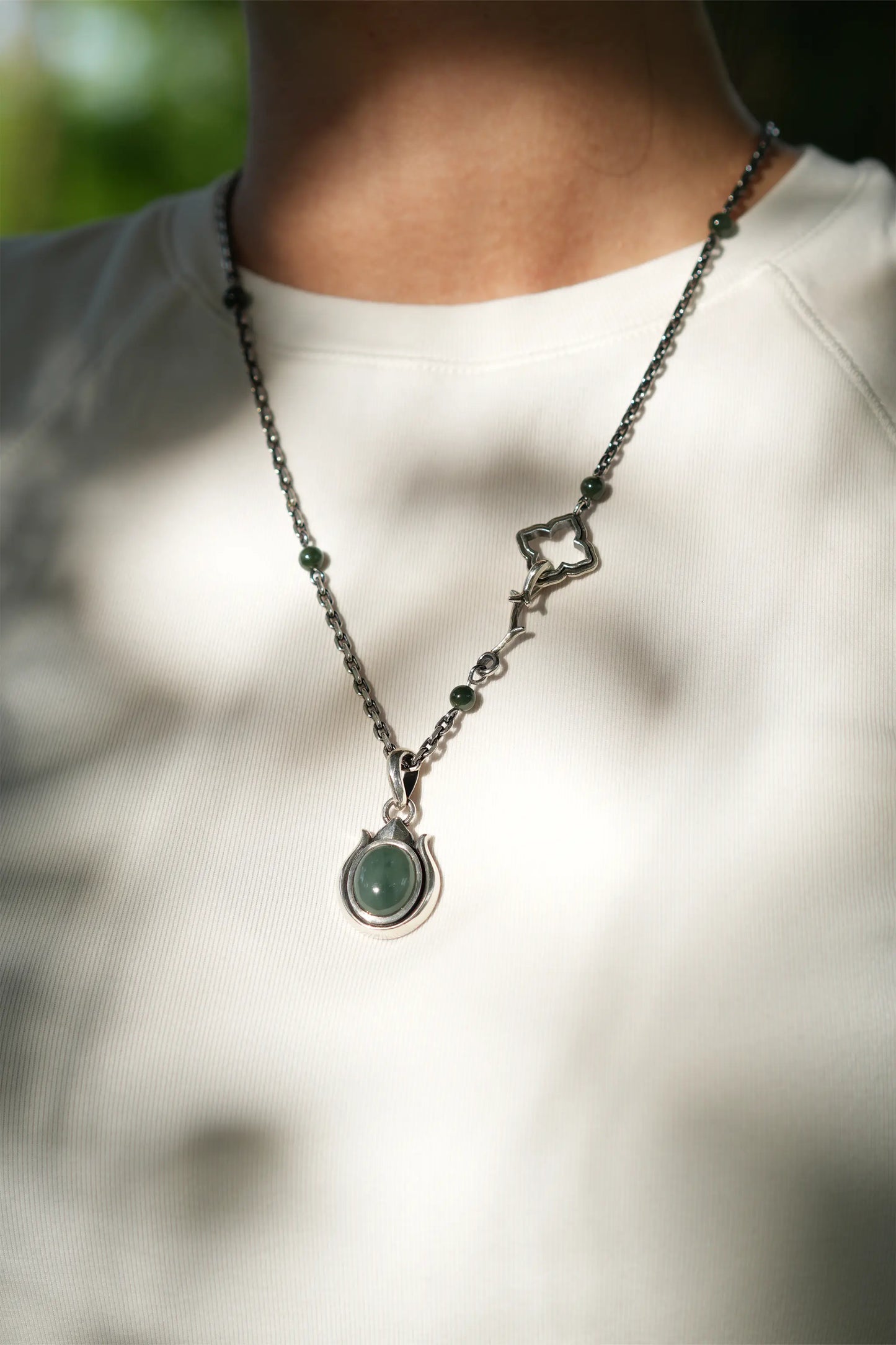 "BLOSSOM" Jade Pendant Necklace (L)