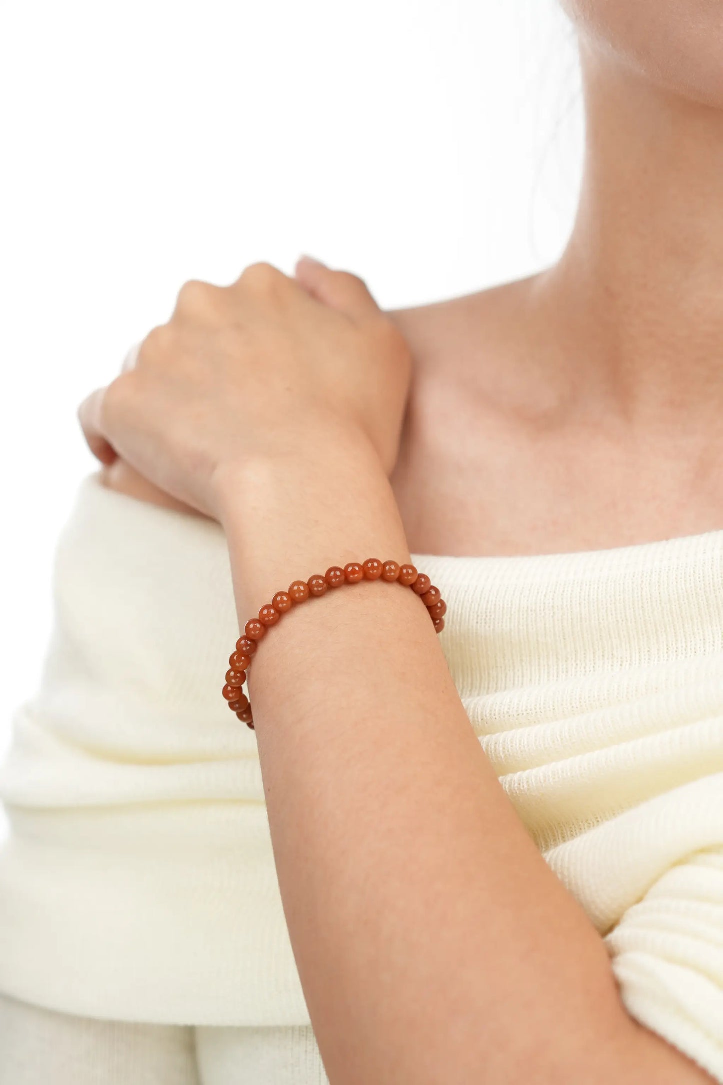 Red/Orange Jadeite Jade Beads Bracelet