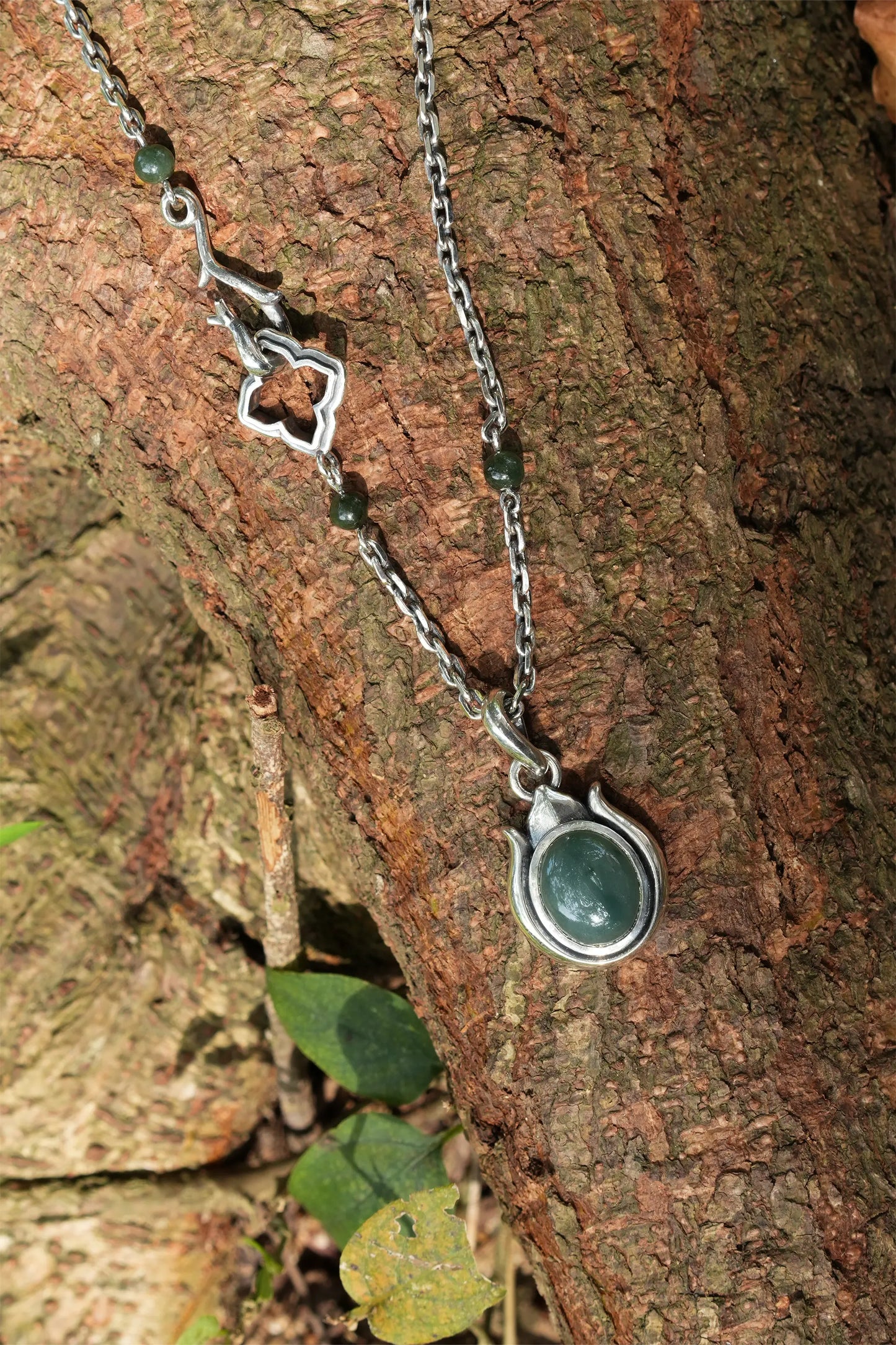 "BLOSSOM" Jade Pendant Necklace (L)