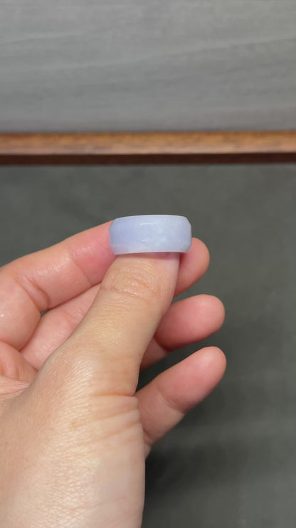 #R0610 Icy Lavender Jadeite Jade Wide Band Ring Size 4.75
