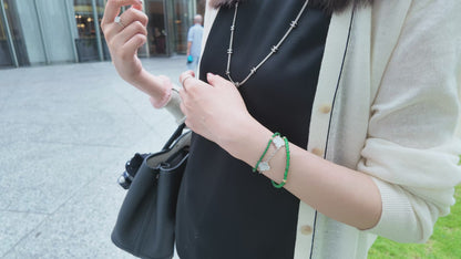 #B0802 Icy Imperial Green Jadeite Jade Beads 18K Gold Bracelet