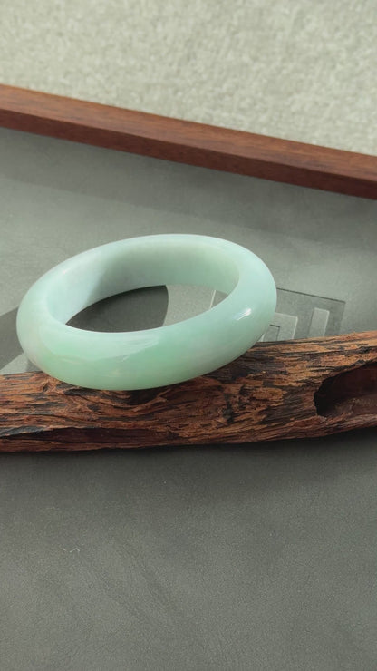 #0327 Lotus Green Jade Bangle Size 54