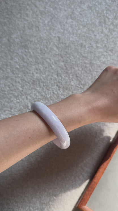 #0352 Pink Lavender Light Green Jade Bangle Size 57.6