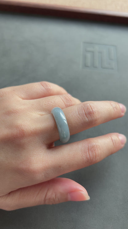 #R0617 Icy Rich Bluish Lavender Jadeite Jade Band Ring Size 7.75