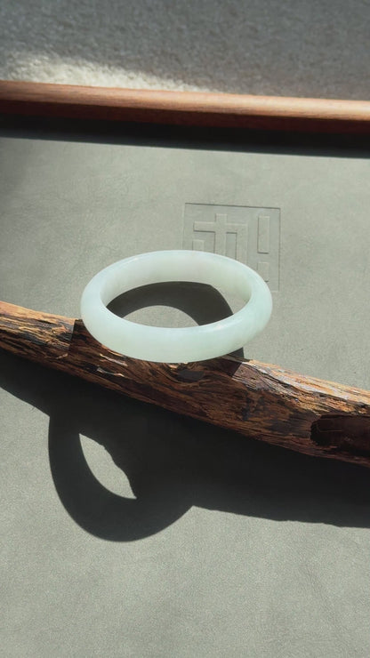 #0334 Icy Baby Blue Jade Bangle Size 56