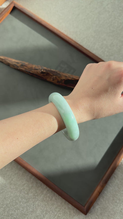 #0327 Lotus Green Jade Bangle Size 54