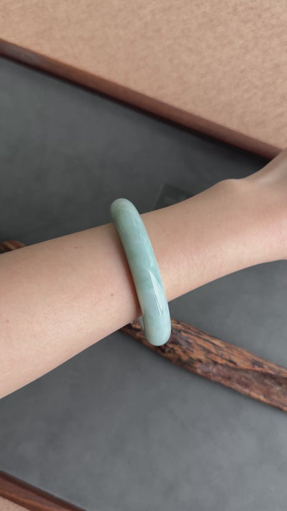 #0346 Bluish Green Jade Bangle Size 55.2
