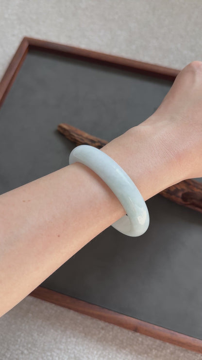 #0334 Icy Baby Blue Jade Bangle Size 56