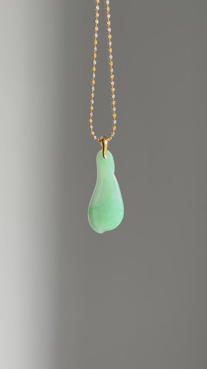 #P0508 "Fortune Melon" Sun Green Jadeite Jade 18K Rose Gold Pendant