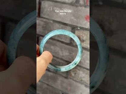 #0176 Icy Rich Blue Jade Bangle Size 58.1