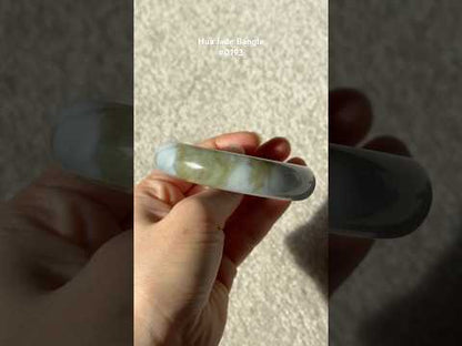 #0193 "Tiger" Blue Yellow Jade Bangle Size 58.5