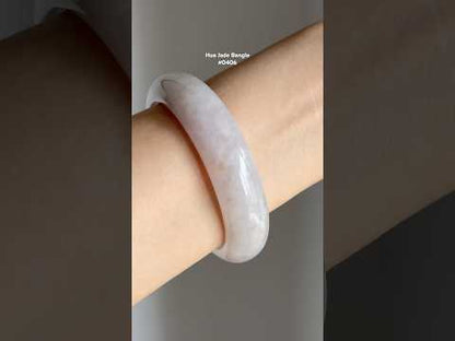 #0406 Icy Light Lavender White Jade Bangle Size 56.5