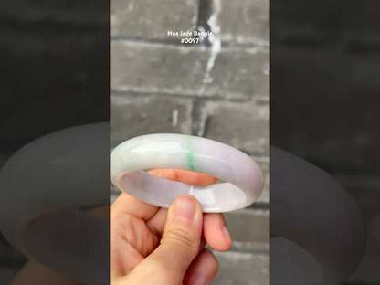 #0097 Sun Green Lavender Jadeite Jade Bangle Size 57