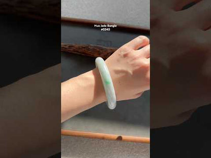 #0345 Sun Green Lavender Jade Bangle Size 56.2 (fits up to 57.2)
