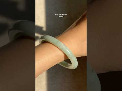 #0401 Icy Lotus Green Jade Bangle Size 53.4 (fits up to 55.4)