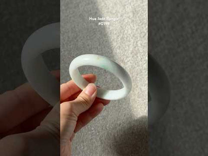 #0199 White Green Spot Jade Bangle Size 60.7