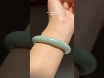 #0396 Icy Lotus Green Blue Golden Flecks Jade Bangle Size 59