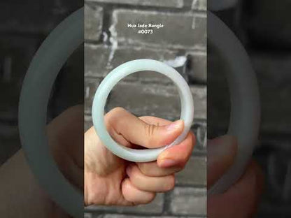 #0073 Light Baby Blue Jadeite Jade Bangle Size 59.6