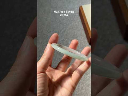 #0214 Icy Green Jade Bangle Size 51.7 (fits up to 53)