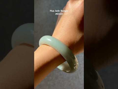 #0223 Icy Green Blue Jade Bangle Size 57.3