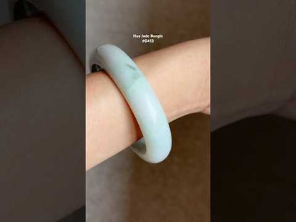 #0413 Icy Light Green Jade Bangle Size 56.5