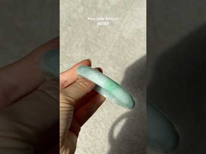 #0188 Sun Green Mixed Color Jade Bangle Size 59.3