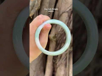 #0051 Bluish Green Jadeite Jade Bangle Size 65.8