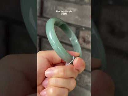 #0171 Icy Bluish Green Jadeite Jade Bangle Size 59.5