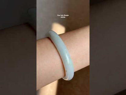 #0416 Icy Light Green Golden Flecks Jade Bangle Size 59.8