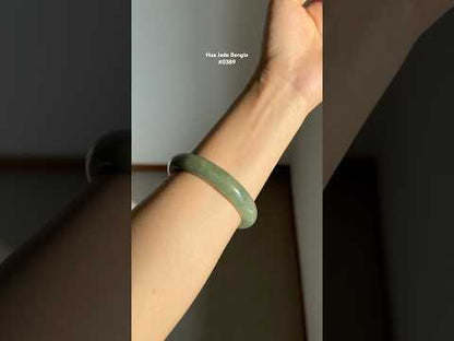 #0389 Icy Olive Green Jade Bangle Size 58