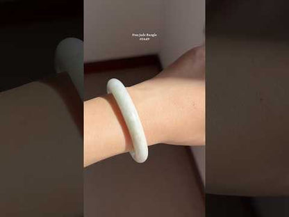 #0449 White Light Green Jade Bangle Size 53.7