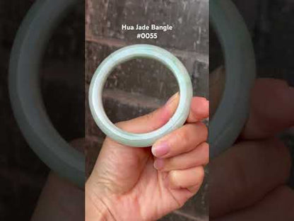 #0055 Sun Green Jadeite Jade Bangle Size 55.5