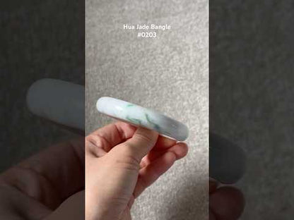 #0203 White Green Light Lavender Jade Bangle Size 59.3