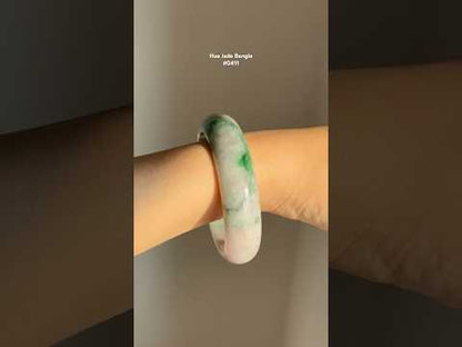 #0411 Rich Vivid Green Lavender Jade Bangle Size 52.5