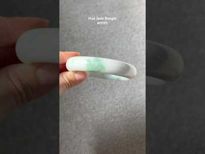 #0192 White Green Jade Bangle Size 60.5
