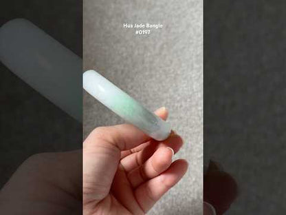 #0197 White Green Jade Bangle Size 59.6