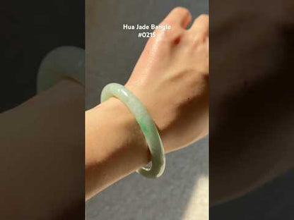 #0215 Icy Bright Green Jade Bangle Size 52.7 (fits up to 54)