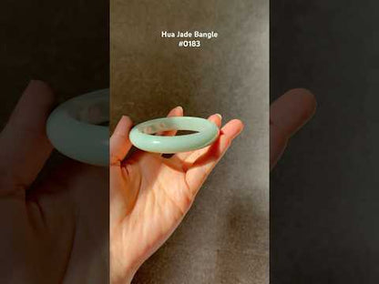 #0183 Lotus Green Jade Bangle Size 59