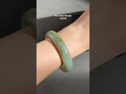 #0278 Oil Green Yellow Jade Bangle Size 53.7
