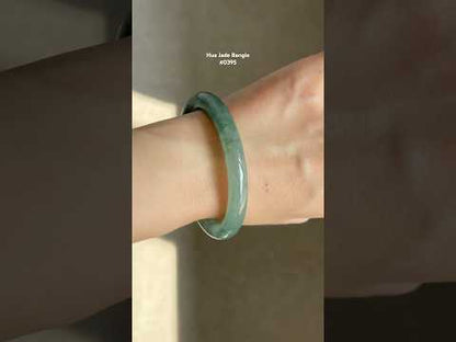 #0395 Highly Icy Olive Green Jade Bangle Size 52.6 (fits up to 54.6)