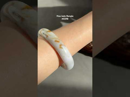 #0298 "Camouflage" Pink Lavender Yellow Jade Bangle Size 55