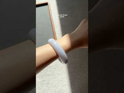 #0349 Icy Lavender Ink Flower Jade Bangle Size 57.2