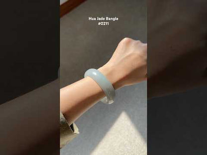 #0211 Highly Icy Blue Green Jade Bangle Size 56.7