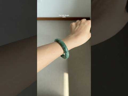 #0393 Icy Rich Green Jade Bangle Size 53.6