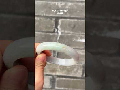 #0099 Icy Green Yellow Jadeite Jade Bangle Size 56.4